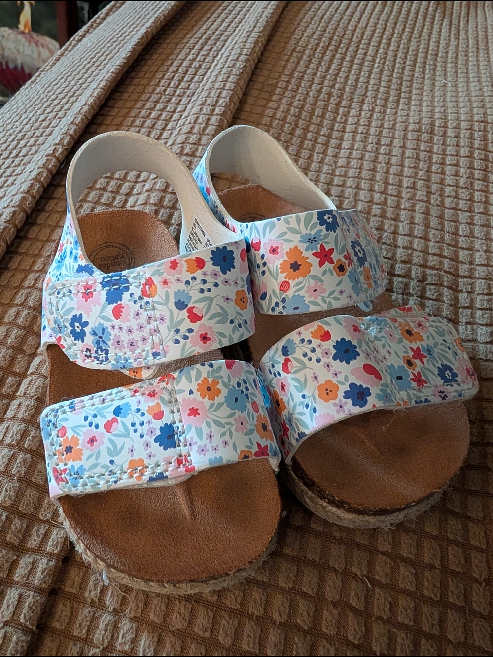 Wonder Nation White Multi Floral Adjustable Velcro Toddler Sandals